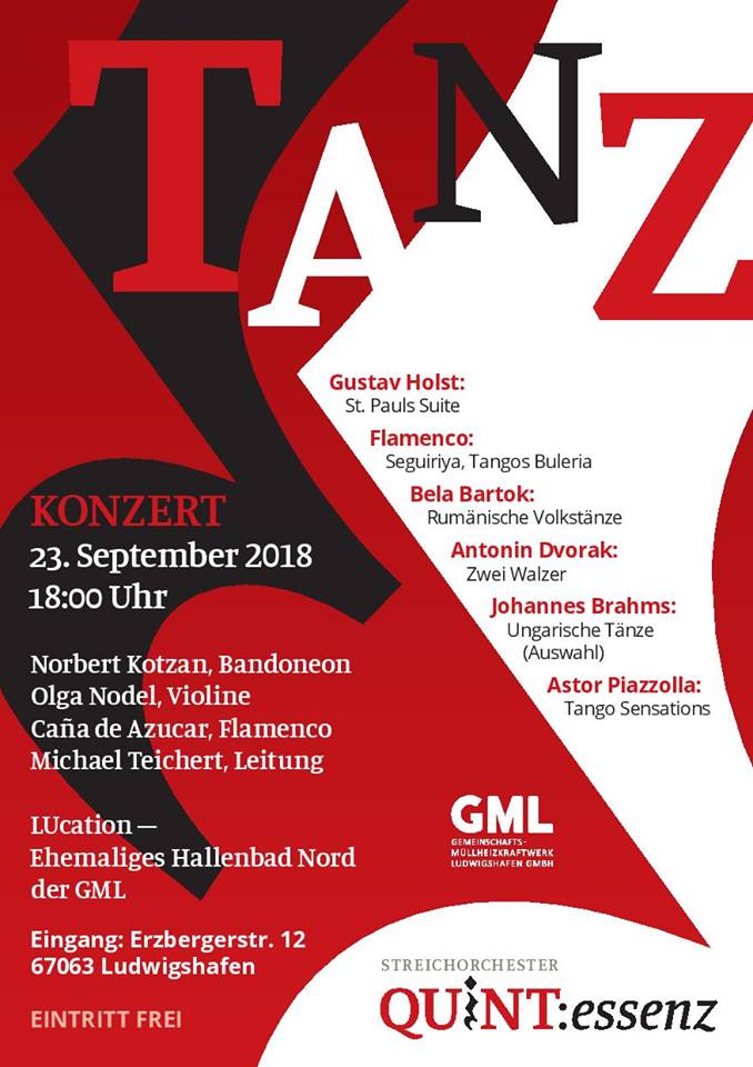 Flamenco-Auftritt zusammen dem Streichorchester QUINT:essenz in der LUcation – Ehemaliges Hallenbad Nord in Ludwigshafen am 23.09.2018